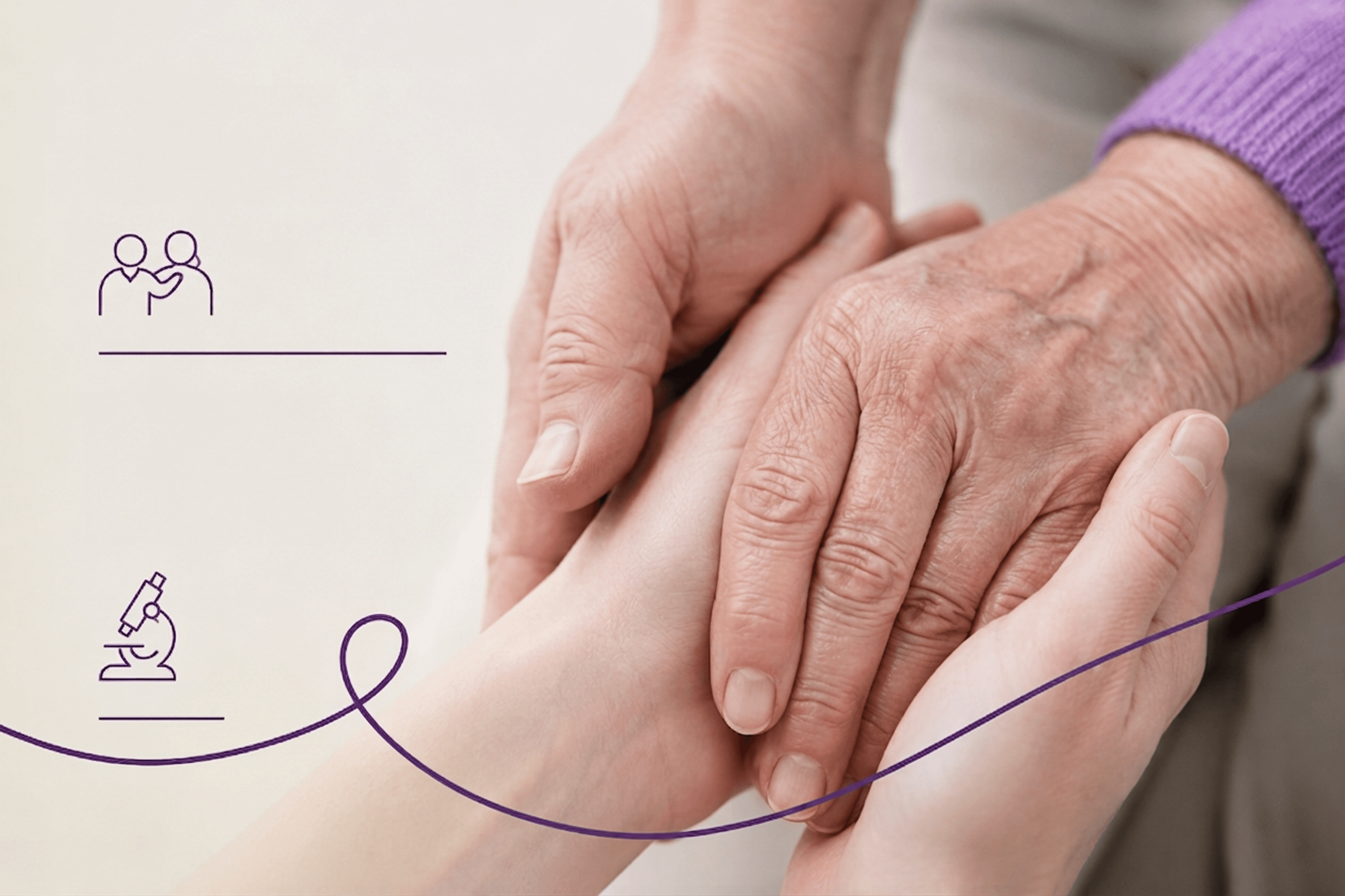 Mains entrelacées symbolisant le soutien aux aidants et la lutte contre Alzheimer